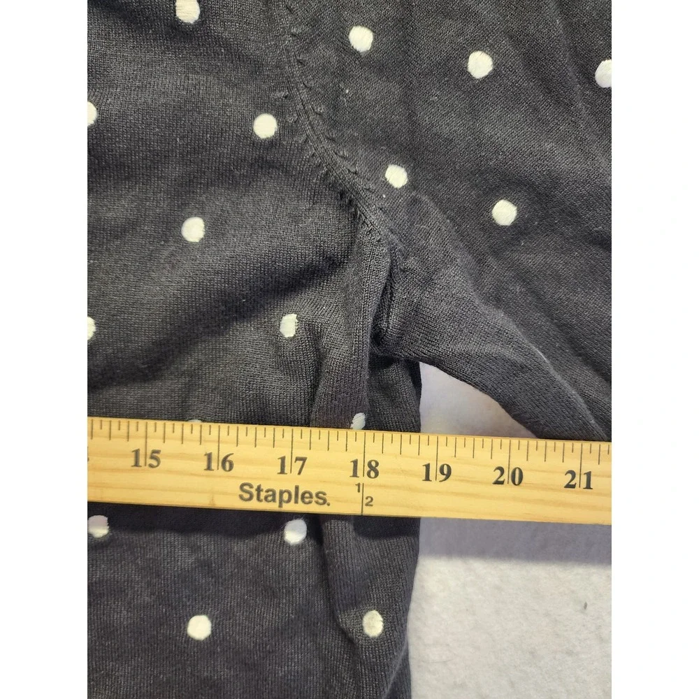 Charter‎ Club Womens XL Navy Blue Black Polka Dot Button Front Cardigan Sweater